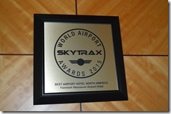 Fairmont YVR SkyTrax award