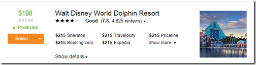 Kayak WDW Dolphin Private Deal