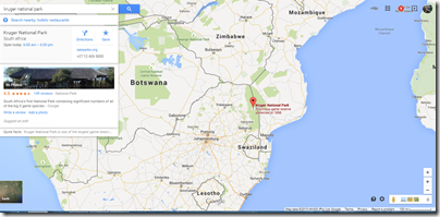 Kruger NP South Africa google maps