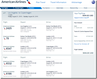 LAX-CPH AA $695 Aug 21-30