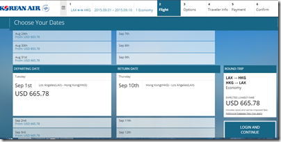 LAX-HKG Korean Air $665 Sep