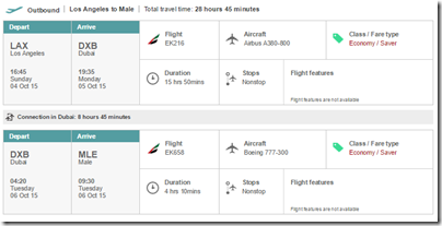 LAX-MLE $1,109 Emirates