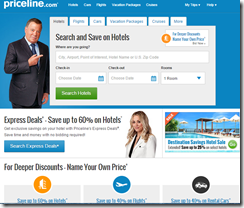 Priceline homepage