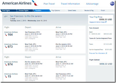 SFO-GIG $558 AA June 2010