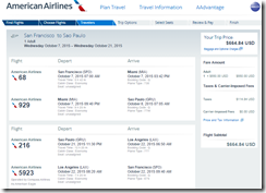 SFO-GRU AA Oct $665