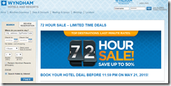 Wyndham 72-hour sale May15