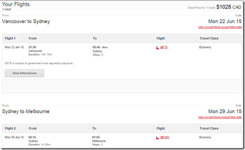 YVR-SYD-MEL-BNE-1 $850