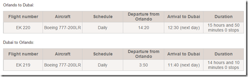 Emirates Orlando flight schedule