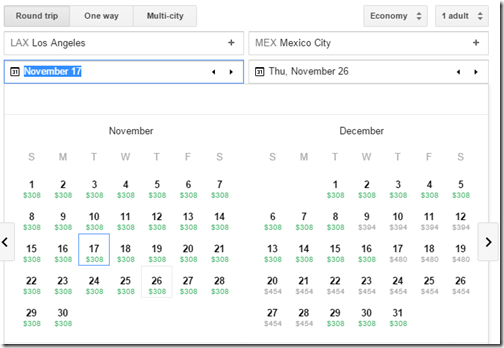 Google flights LAX-MEX $308 Nov15