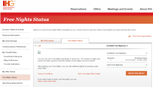 IHG Free Nights Status