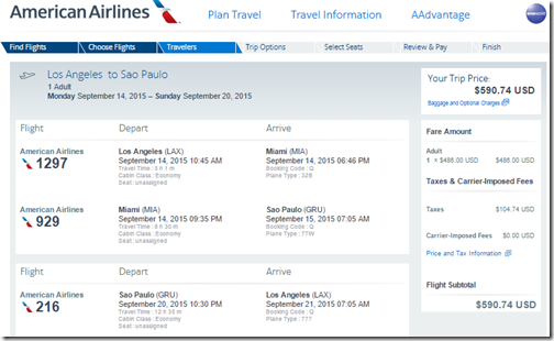 LAX-GRU $591 AA Sep15