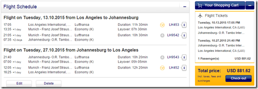 LAX-JNB $882 LH-SA