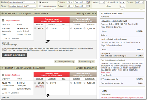 LAX-LGW $545 Norwegian