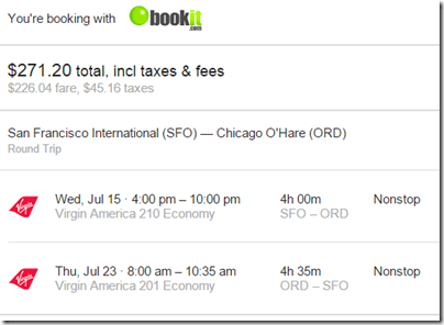 SFO-ORD $273 Virgin America July15-23