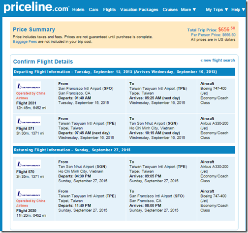 SFO-SGN $657 China Airlines Sep 15