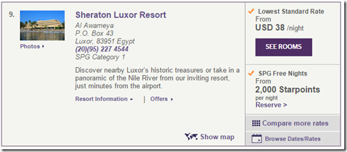 Sheraton Luxor $38