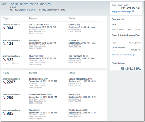 GIG-SFO $476 AA