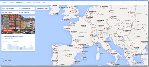 Google Flights tutorial Europe Map oneworld Sep9-19