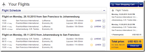 SFO-JNB $923.15 LH Oct15