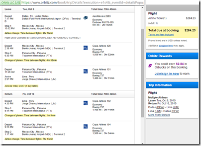 DFW-LIM $284 Copa