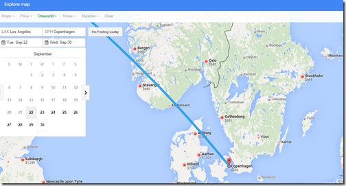 Google Flights Scand airports sep22-30