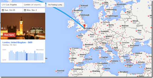 Google Flights mistake fares map