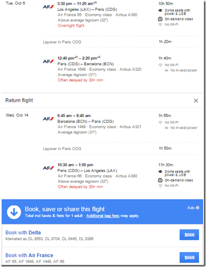 LAX-BCN $668 Air France