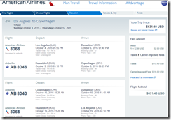 LAX-CPH AA $631 Oct4-15