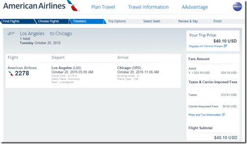 LAX-ORD $40 ow AA Oct20