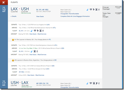 LAX-USH $830 DL-1