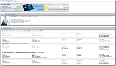 SFO-BOM $809 UA