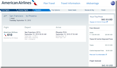 SFO-PHX $43.10 AA Sep15