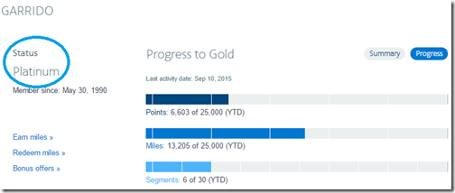 AAdvantage Platinum status bar Ric 2015