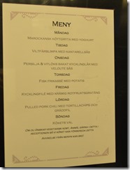 Clarion Dinner menu