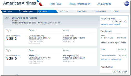 LAX-ATL $136.20 Oct 21-28