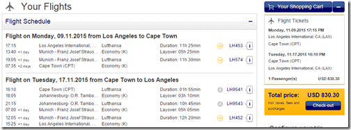 LAX-CPT $830 LH Nov9-17