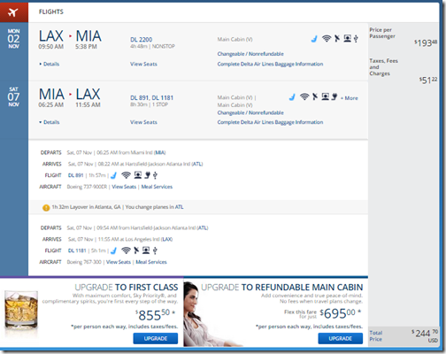 LAX-MIA $244 Nov2-7