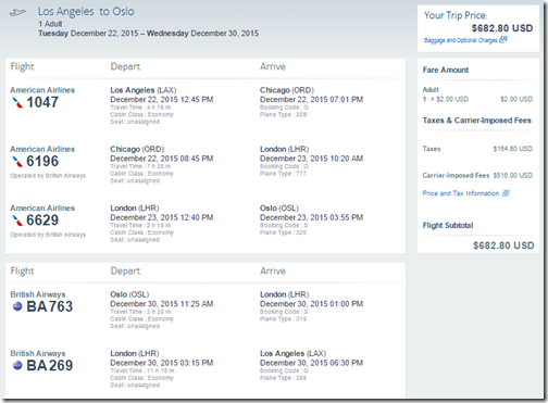 LAX-OSL $683 BA Dec22-Dec30