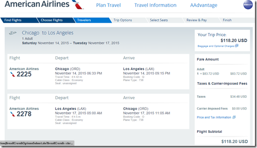 ORD-LAX AA $119