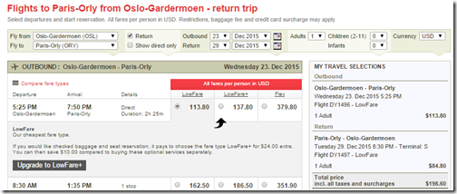 OSL-ORY Norwegian $199 Dec 23-39