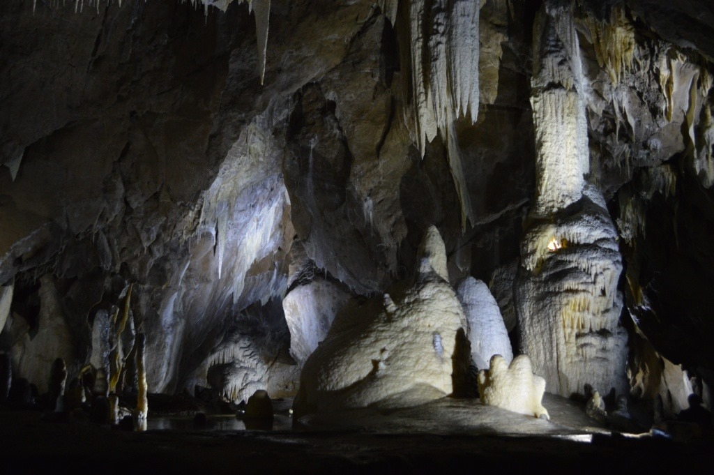 a cave with stalactites and stalagmites