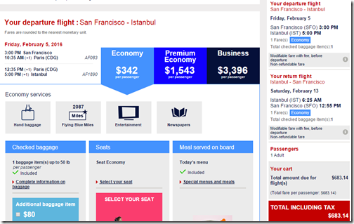 SFO-IST $683 AF Feb 5-13