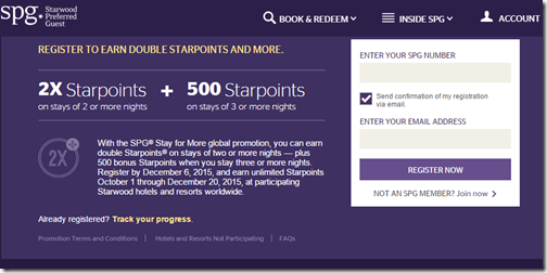 SPG Stay for More 2x points