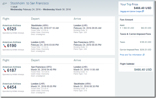 ARN-SFO $466 AA Feb24-Mar30-16