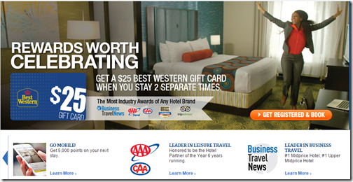 Best Western $25 travel card Sep8-Nov22