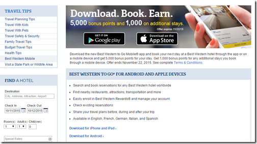 Best Western 5K mobile app booking