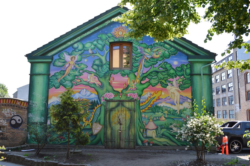 a house with a mural on the side