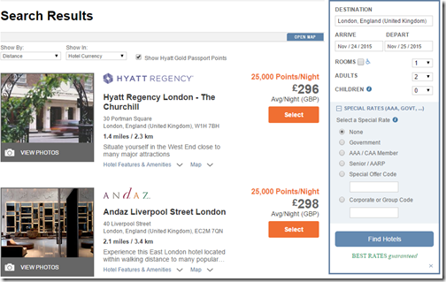 Hyatt London Hotel Rates 11-24-2015 296GBP