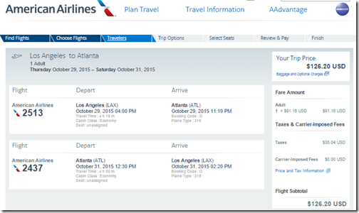 LAX-ATL $127 AA Oct 29-31