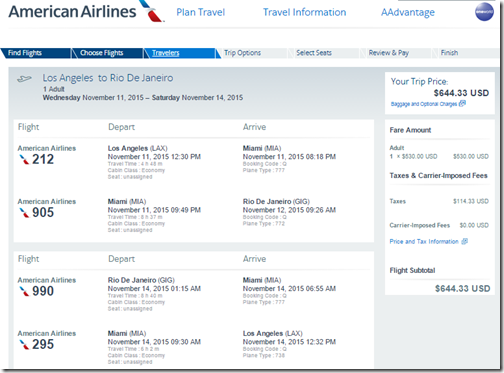 LAX-GIG $644 AA Nov11-14